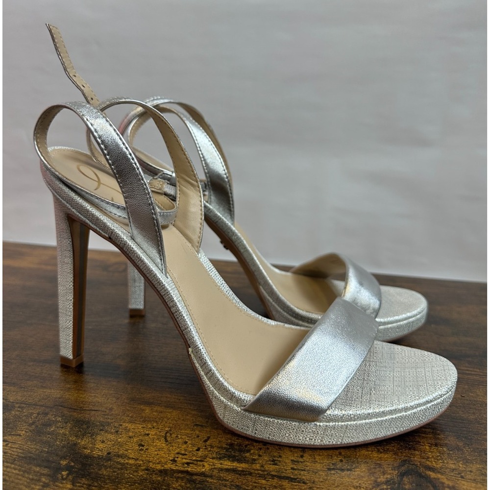 Sam Edelman Leather Jade Silver Metallic Platform Stiletto Pumps Size 11 M Heels - Picture 4 of 16